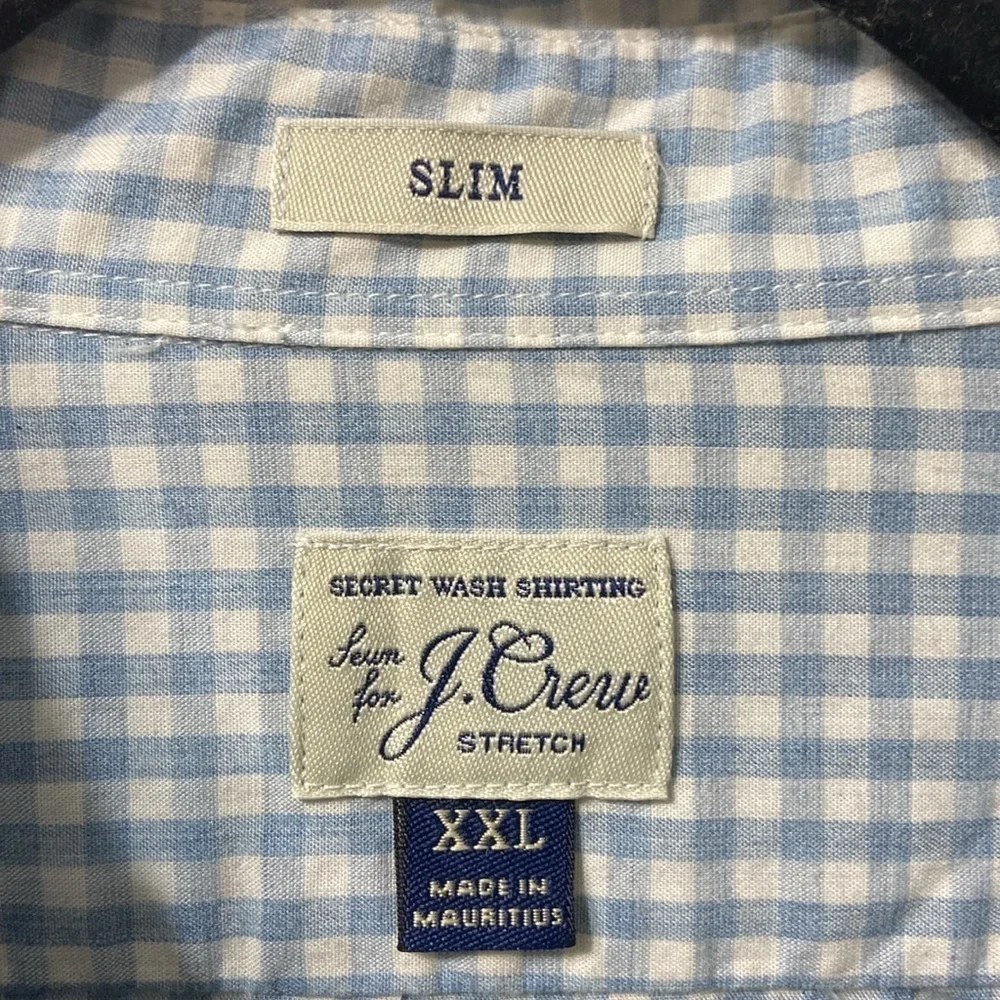 J.CREW,,SECRET WASH,LIGHT BLUE & WHITE,CHECKERED,BUTTON DOWN,MEN SHIRT.S…